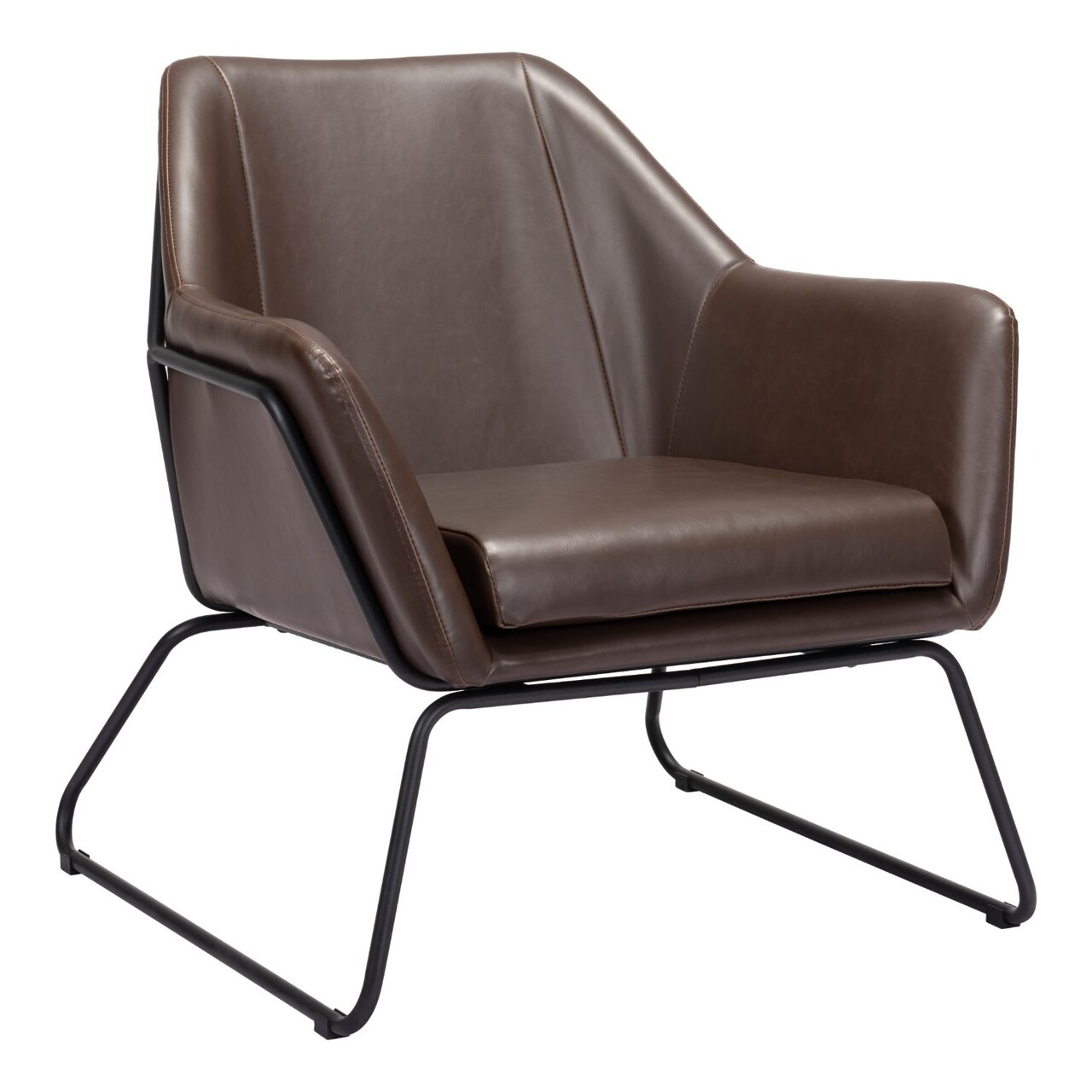 Modern Home 31.5&#x22; Brown and Black Angular Comfy Upholstered Accent Chair